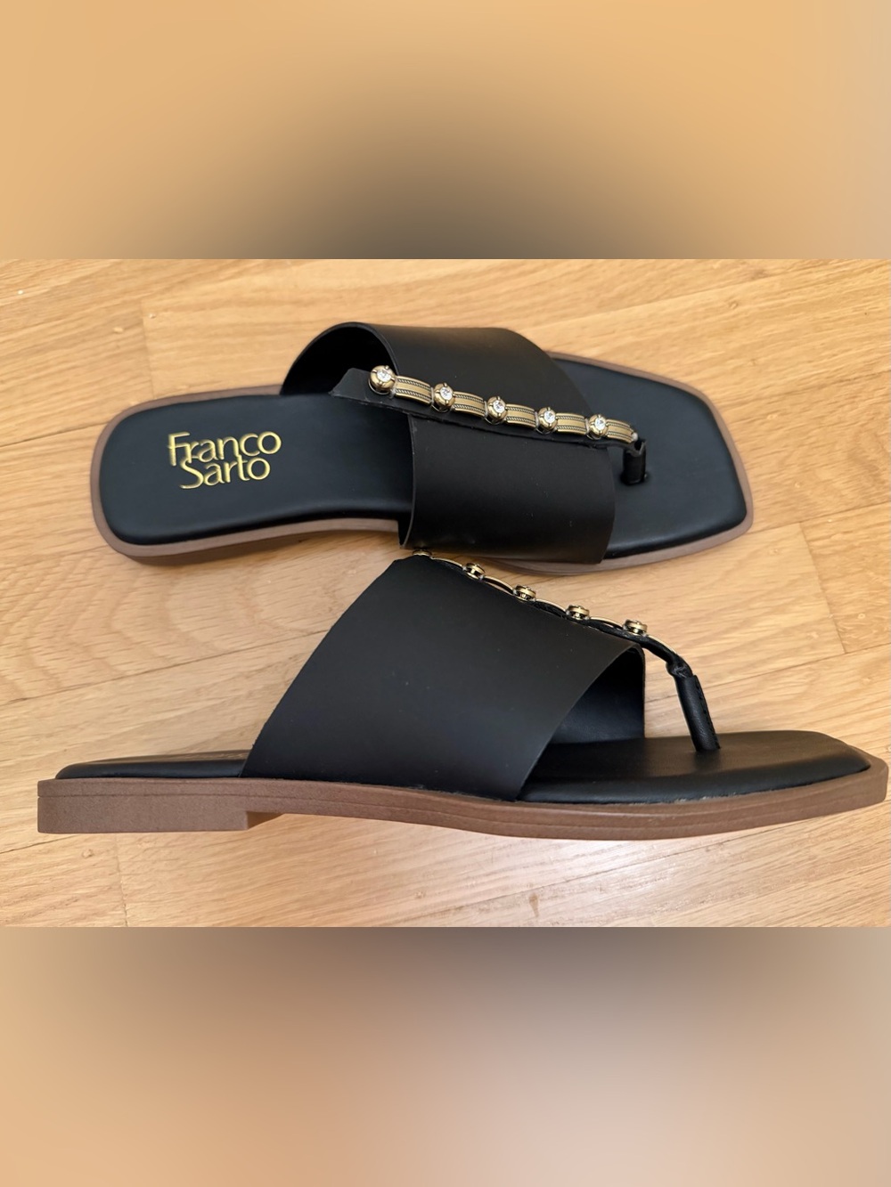 NEW Franco Sarto Women's Megs Rhinestone Slide Sandal in black